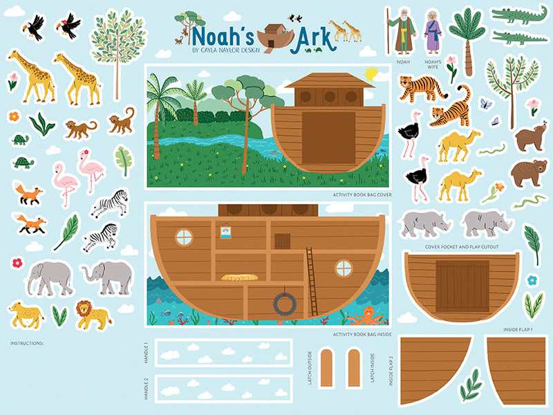 Two by Two Noah's Ark Quiet Book Felt Panel by Cayla Naylor for Riley Blake Designs | Panel Size 36" x 48" | FT16688-PANEL