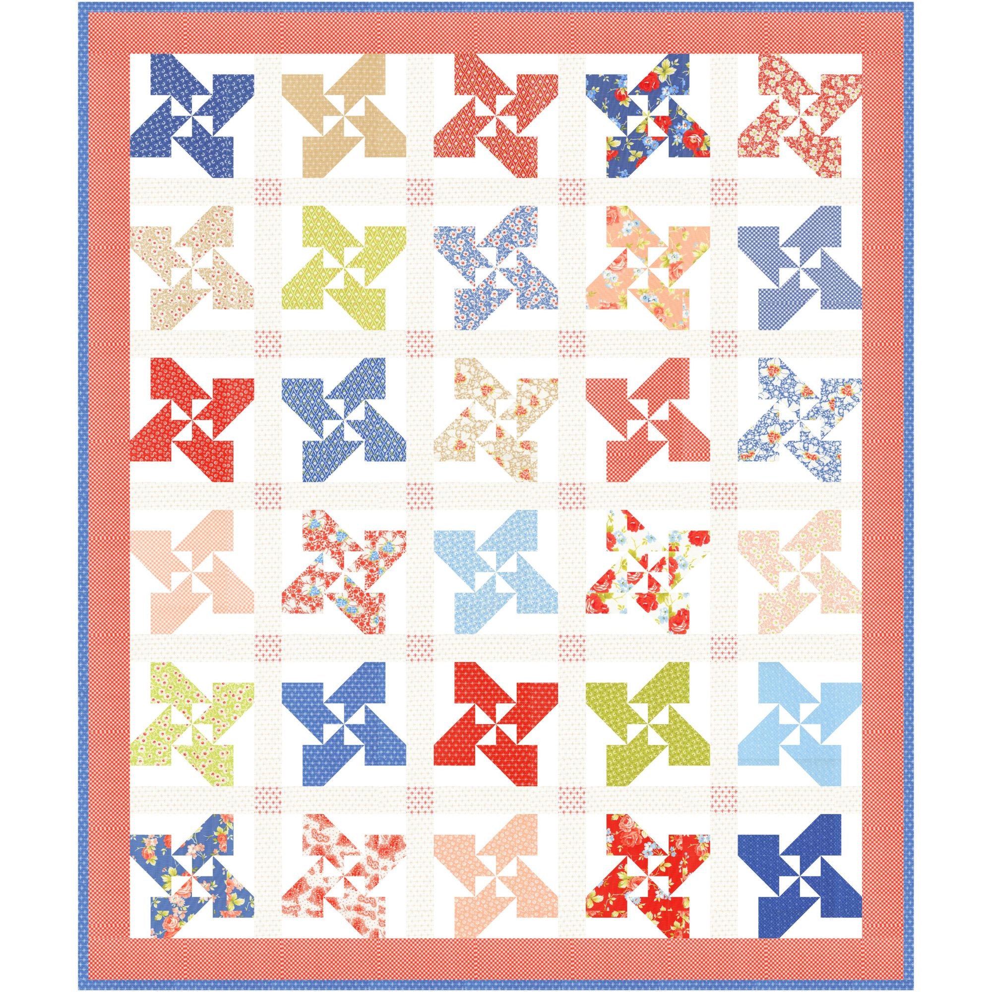PRESALE Pinwheel Parade Custom Quilt Kit with Rosie by Fig Tree & Co for Moda Fabrics | Quilt Size 59 1/2" x 70 1/2" (Layer Cake Version)