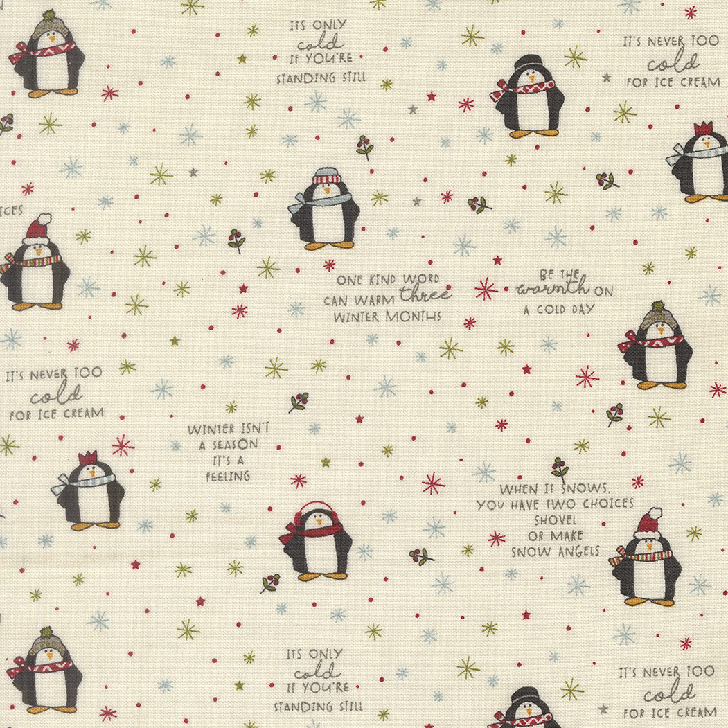 PRESALE Chilly Mr Penguin Vanilla Yardage by Sweetwater for Moda Fabrics | 55711 11