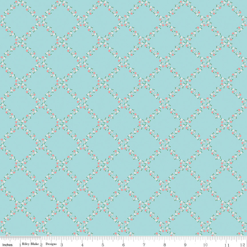 Whimsical Woodland Lattice Aqua Yardage by Tasha Noel for Riley Blake Designs | C17643-AQUA