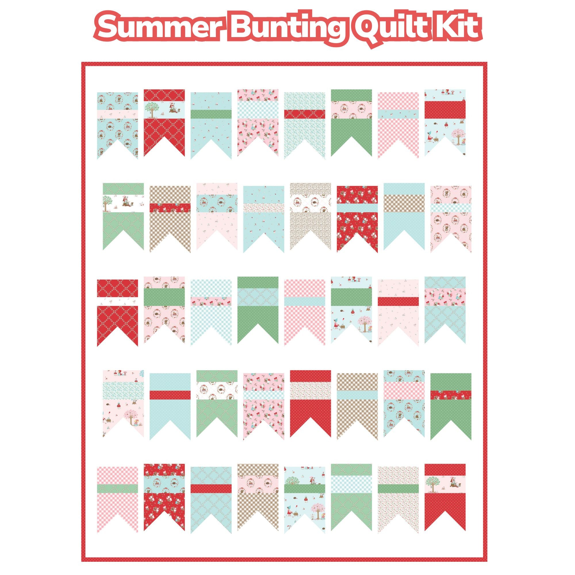 Summer Bunting Custom Quilt Kit Qith Whimsical Woodland by Tasha Noel | Quilt Size 66" x 84"