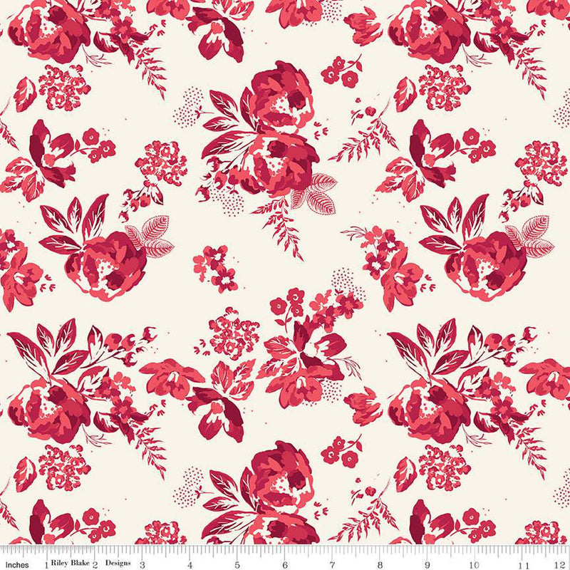 Heirloom Red Main Cream Yardage by My Mind's Eye for Riley Blake Designs | C14340 CREAM Quilting Cotton Fabric