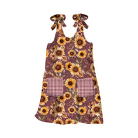PRESALE Harvest of the Prairie Cottage Sunflower Pinafore Apron Panel Wine by Modern Prairie for Riley Blake Designs | HD18292-WINE