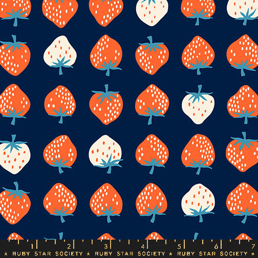 PRESALE Strawberry Navy Strawberry Yardage by Kimberly Kight for Ruby Star Society | RS3084 23