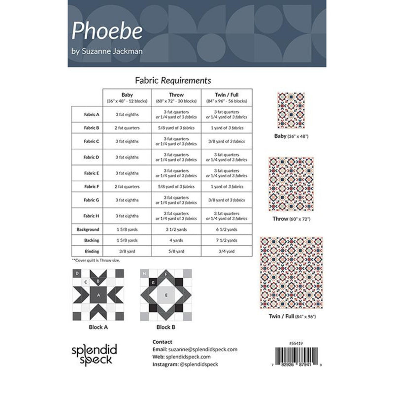 Phoebe Quilt Pattern by Suzanne Jackman of Splendid Speck  | SS 419