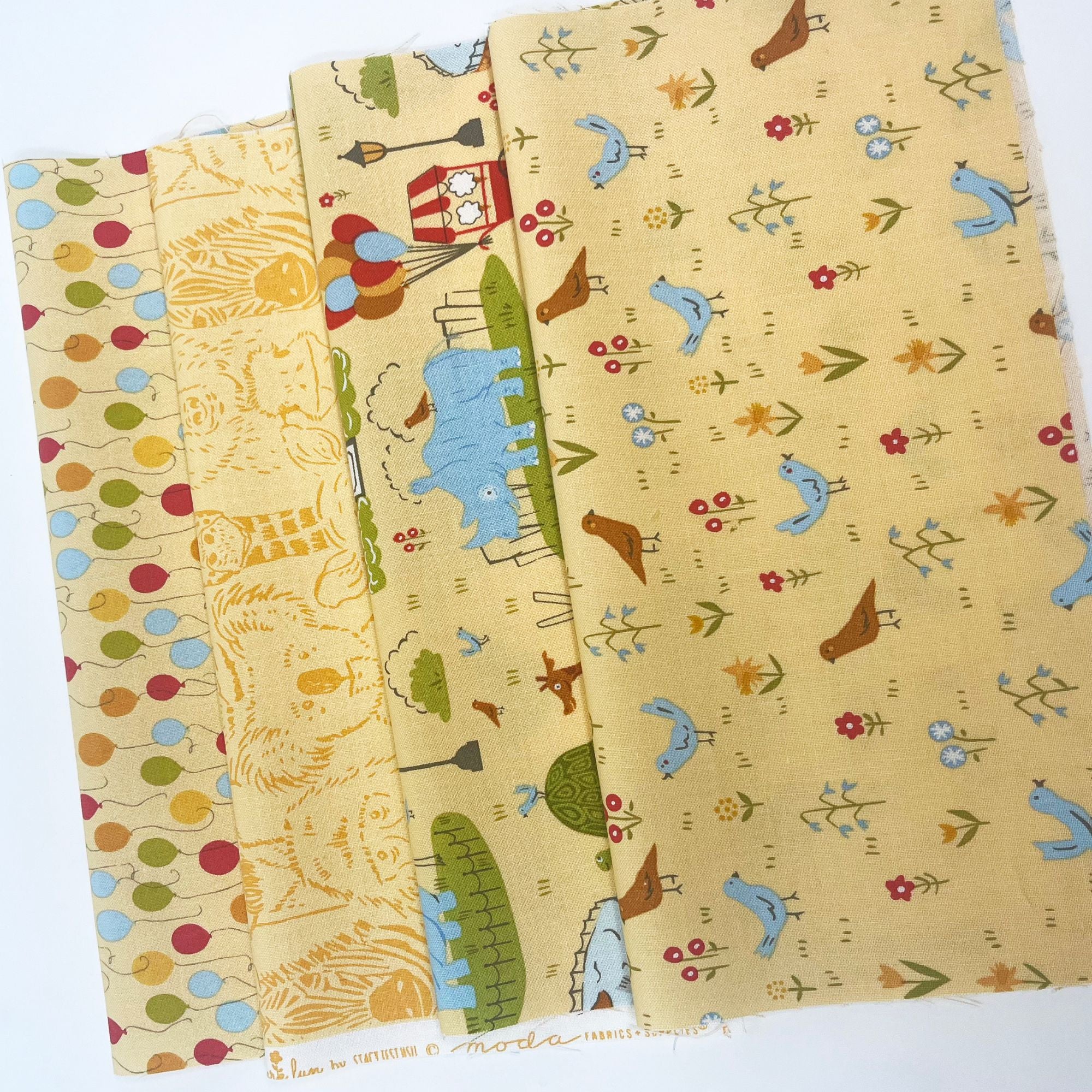 Animal Park Fun Custom Fat Quarter Bundle Yellow by Stacy Iest Hsu for Moda Fabrics | Curated Bundle | 4 Fat Quarters