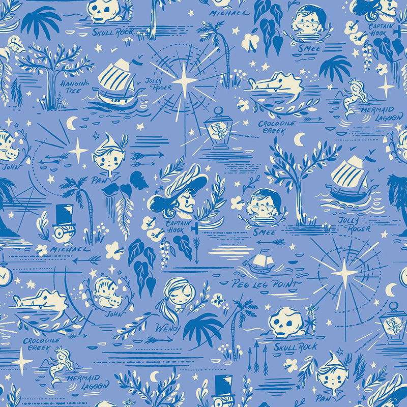 PRESALE Forever Neverland Neverland Map Periwinkle Yardage by Jill Howarth for Riley Blake Designs | C15902-PERIWINKLE