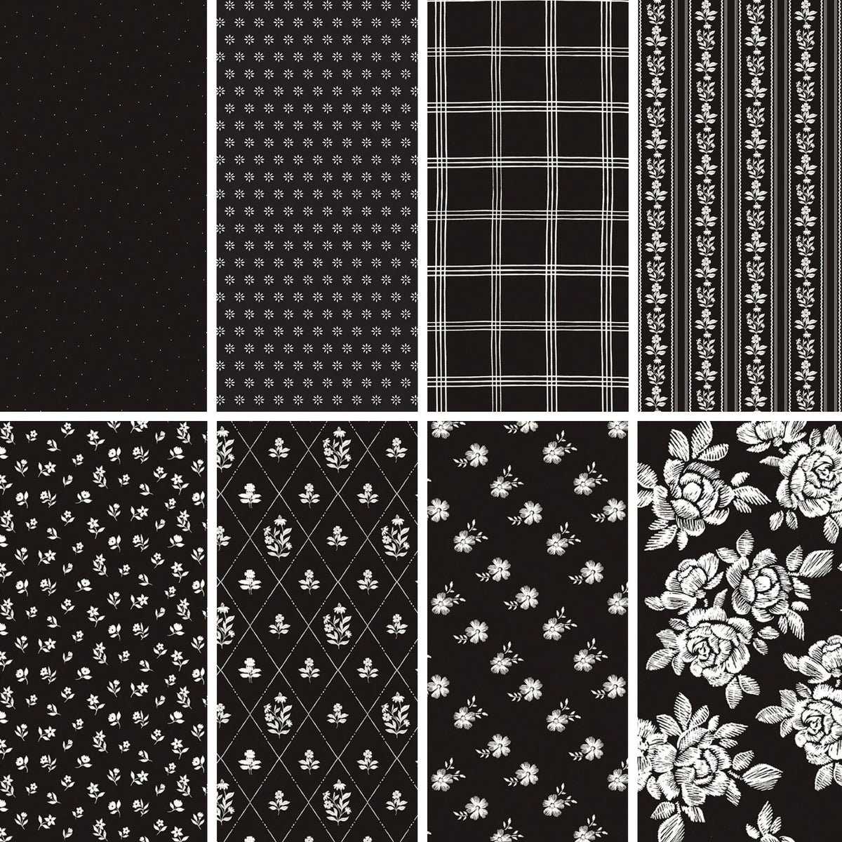 PRESALE Fat Quarter Bundle Black | Moonlit Trellis by My Mind’s Eye for Riley Blake Designs | 8 Fat Quarter | Curated Bundle