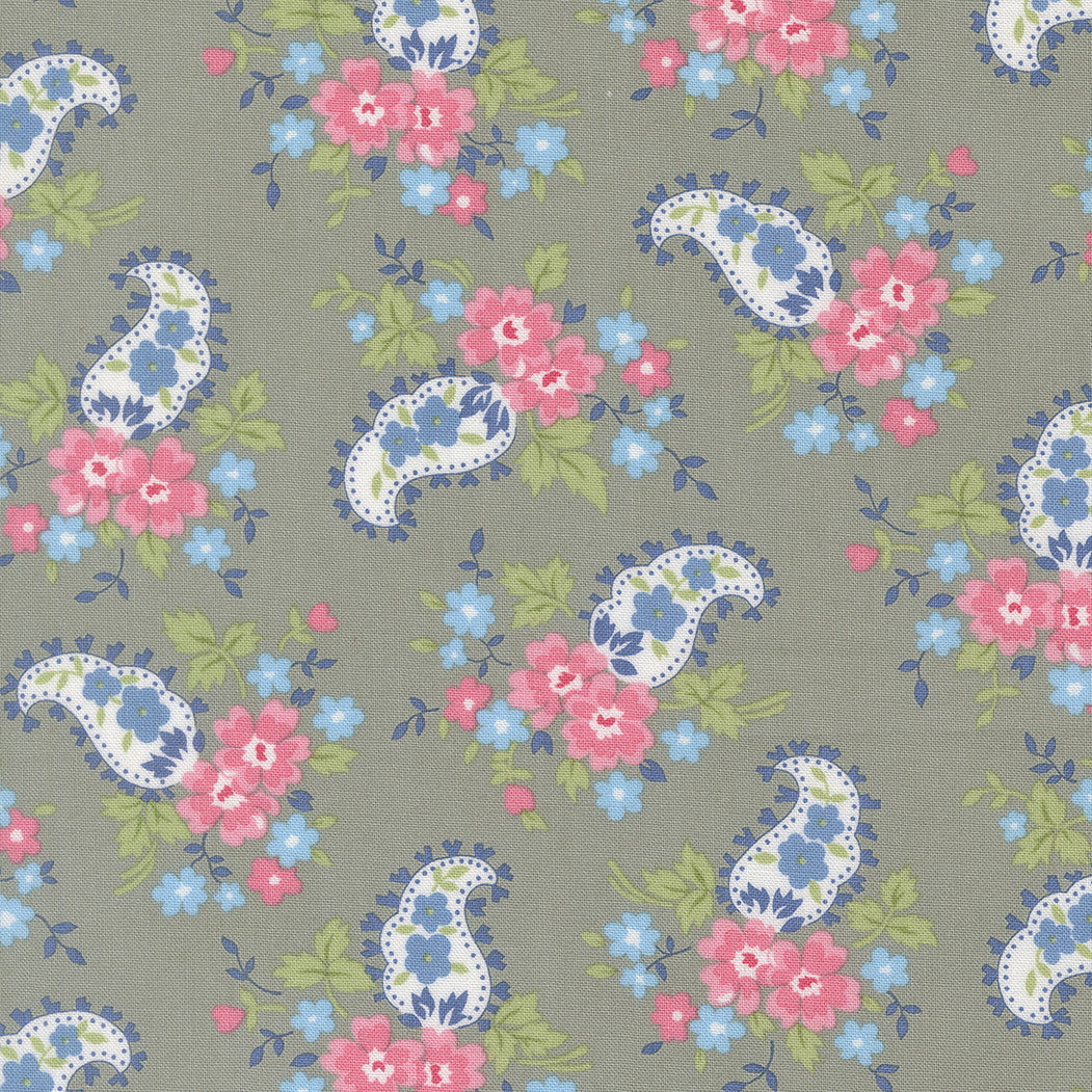 A Cat Named Stitch Sweet Paisley Grey Yardage by Camille Roskelley for Moda Fabrics | 55346 16
