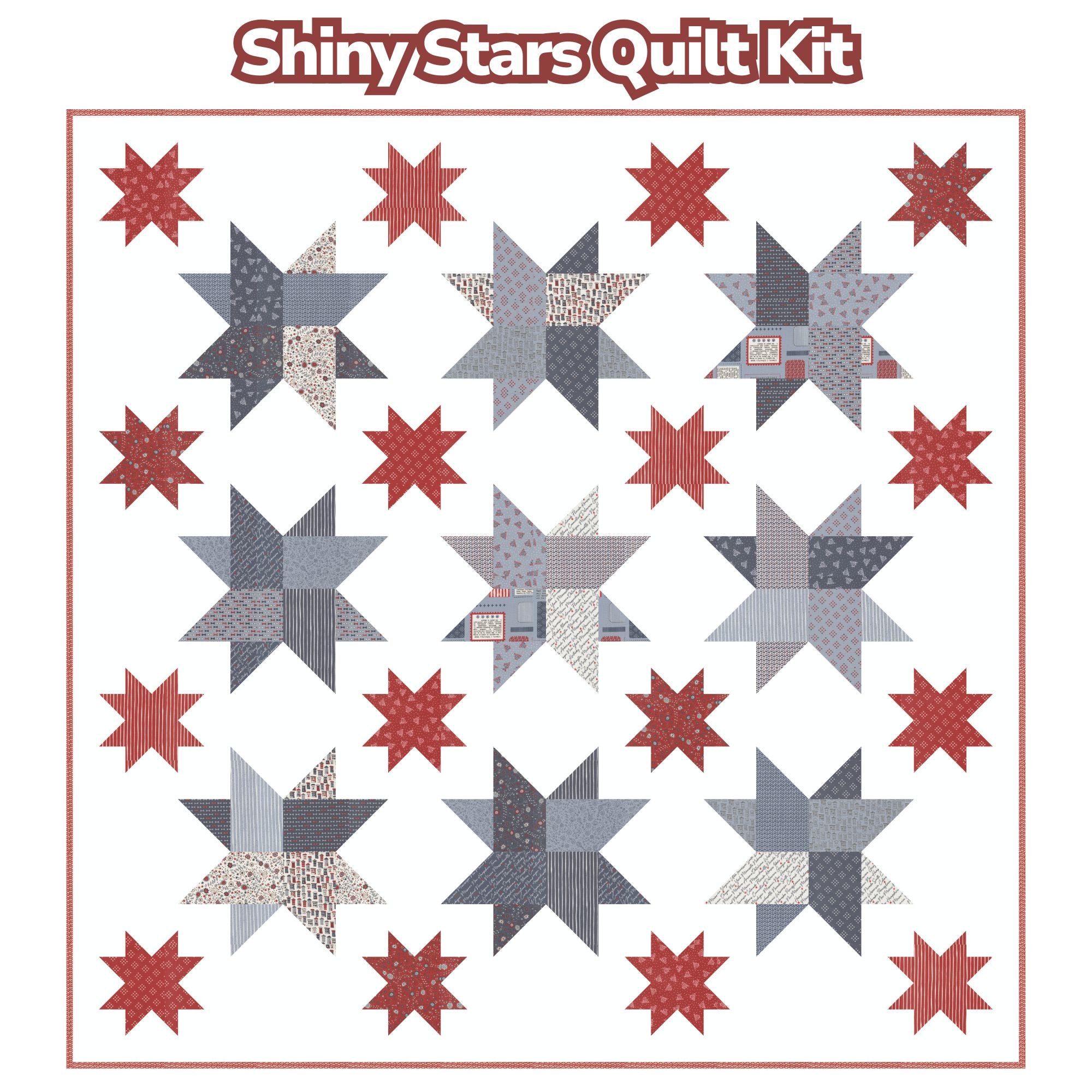 Shiny Stars Custom Quilt Kit With Independence Day by Sweetwater for Moda Fabrics | Quilt Size 72 1/2” x 72 1/2”