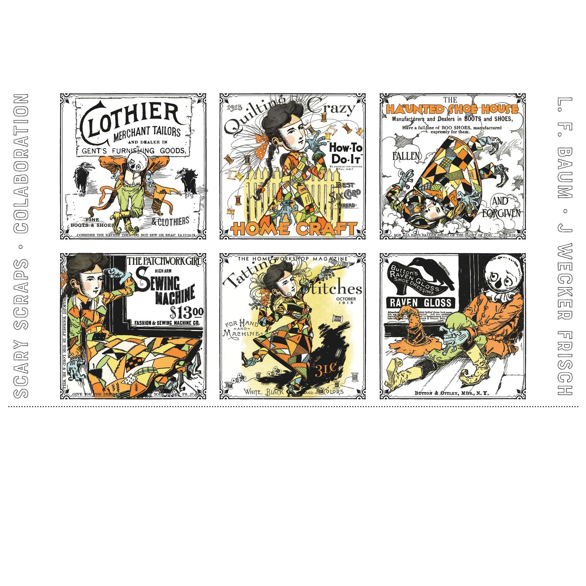 Scary Scraps Patch Panel by J. Wecker Frisch for Riley Blake Designs | Panel Size 23 1/2" x 43 1/2" | PD17601-PANEL