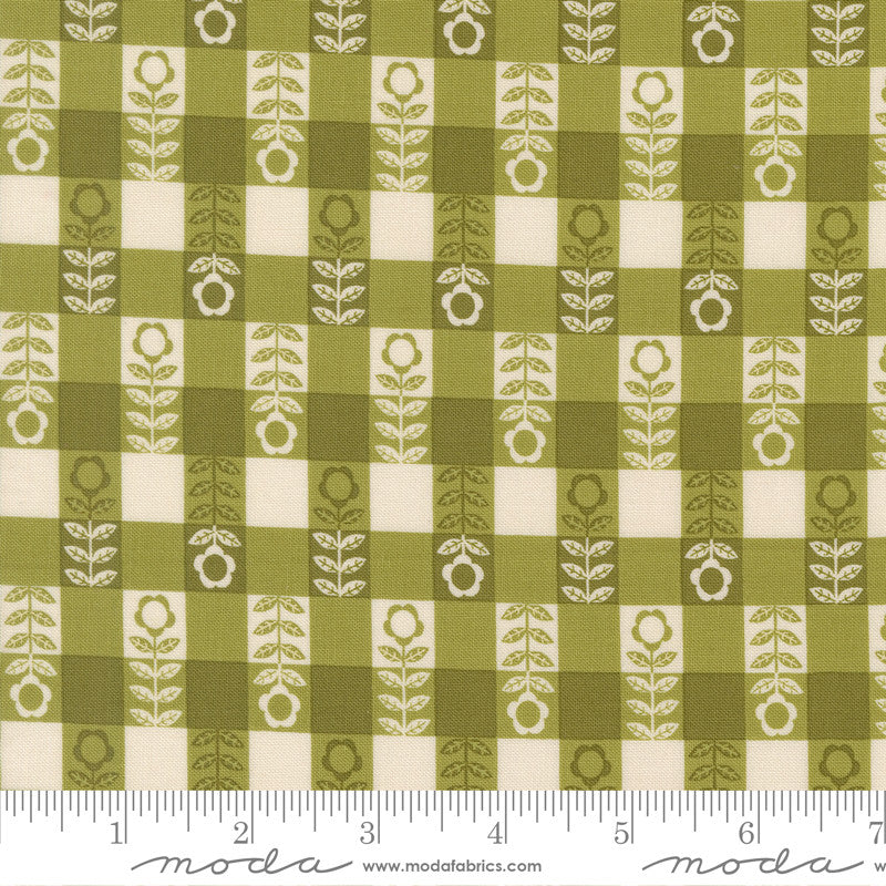 PRESALE The Henhouse Flower Plaid Grass Yardage by Gingiber for Moda F ...