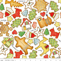 PRESALE Gingerbread Cookie Toss White Yardage by J. Wecker Frisch for Riley Blake Designs | CD17845-WHITE