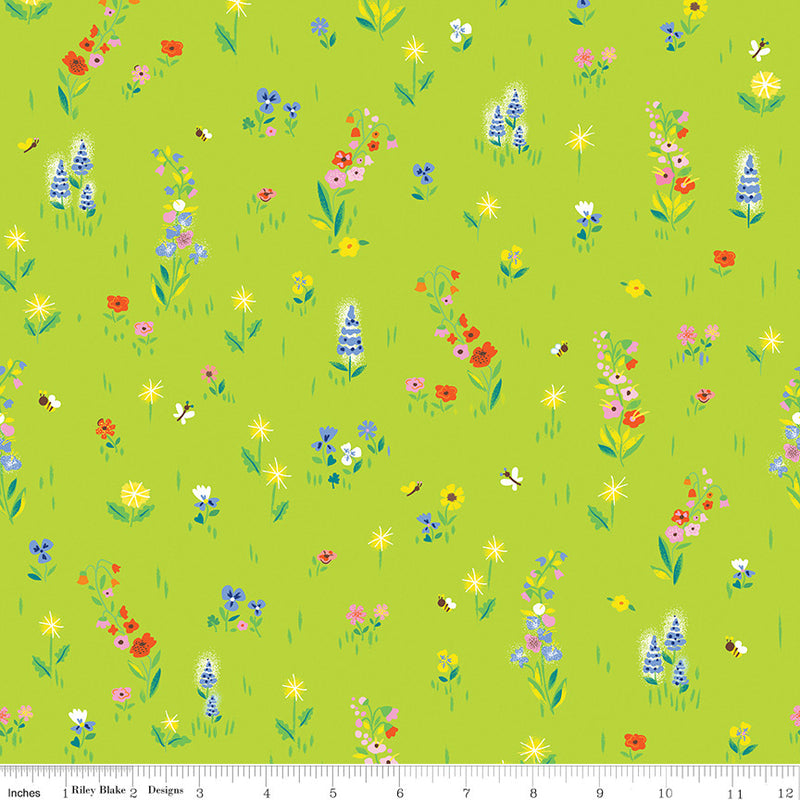 100 Aker Woods Picnic Meadow Lime Yardage by Jill Howarth for Riley Blake Designs | C15172-LIME