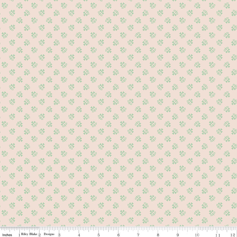 PRESALE Farmers Daughter Clover Background Sage Yardage by Lori Holt of Bee in My Bonnet | C17183-SAGE