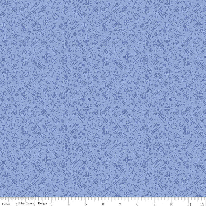 Little Darlin' Tonal Floral Periwinkle Yardage by the RBD Designers for Riley Blake Designs | C16972-PERIWINKLE