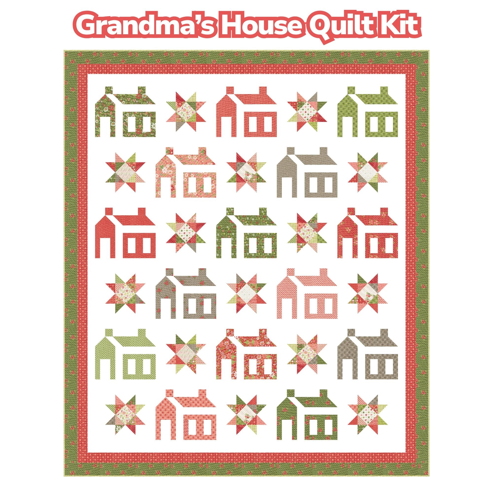PRESALE Grandma's House Custom Quilt Kit With Poinsettia and Pear by Sherri & Chelsi for Moda Fabrics | Quilt Size 72 1/2” x 84 1/2”