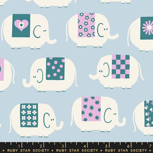 Picture Book Water Blue Elephants Yardage by Kimberly Kight for Ruby Star Society | RS3069 15 | Cut Options