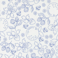 PRESALE Fruit Salad Fruit Sketch Off White Cobalt Yardage by Corey Yoder for Moda Fabrics | 29241 31