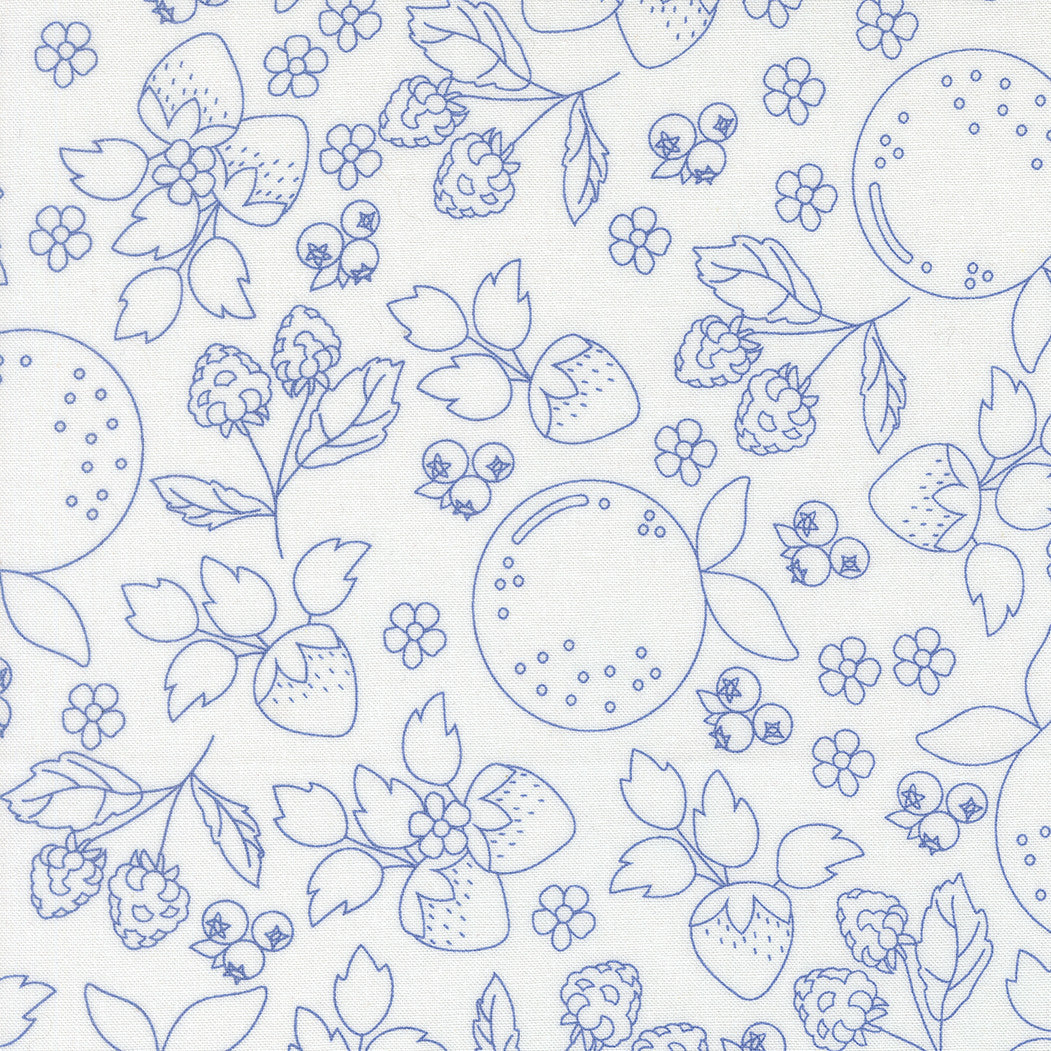 PRESALE Fruit Salad Fruit Sketch Off White Cobalt Yardage by Corey Yoder for Moda Fabrics | 29241 31