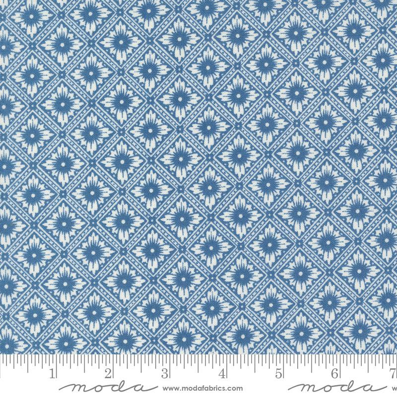 Denim and Daisies Punched Tin Denim Woodcut Bloom Yardage by Fig Tree for Moda Fabrics | 35383 17