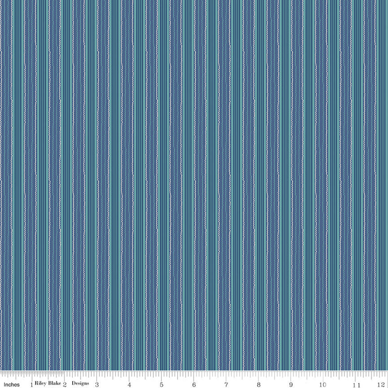 Autumn Denim Stripe Yardage by Lori Holt for Riley Blake Designs | C14665 DENIM Lori Holt Stripe Fabric Cut Options