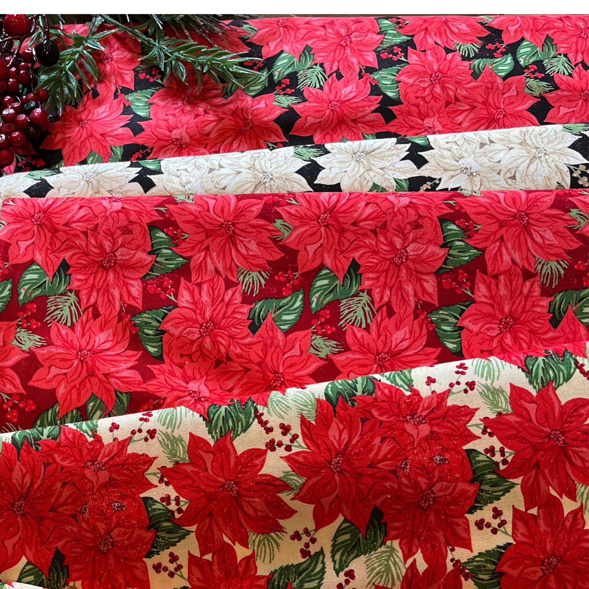 PRESALE Holiday Cheer Custom Fat Quarter Bundle Poinsettia by Stacy Iest Hsu for Moda Fabrics | X FQs | Curated Bundle