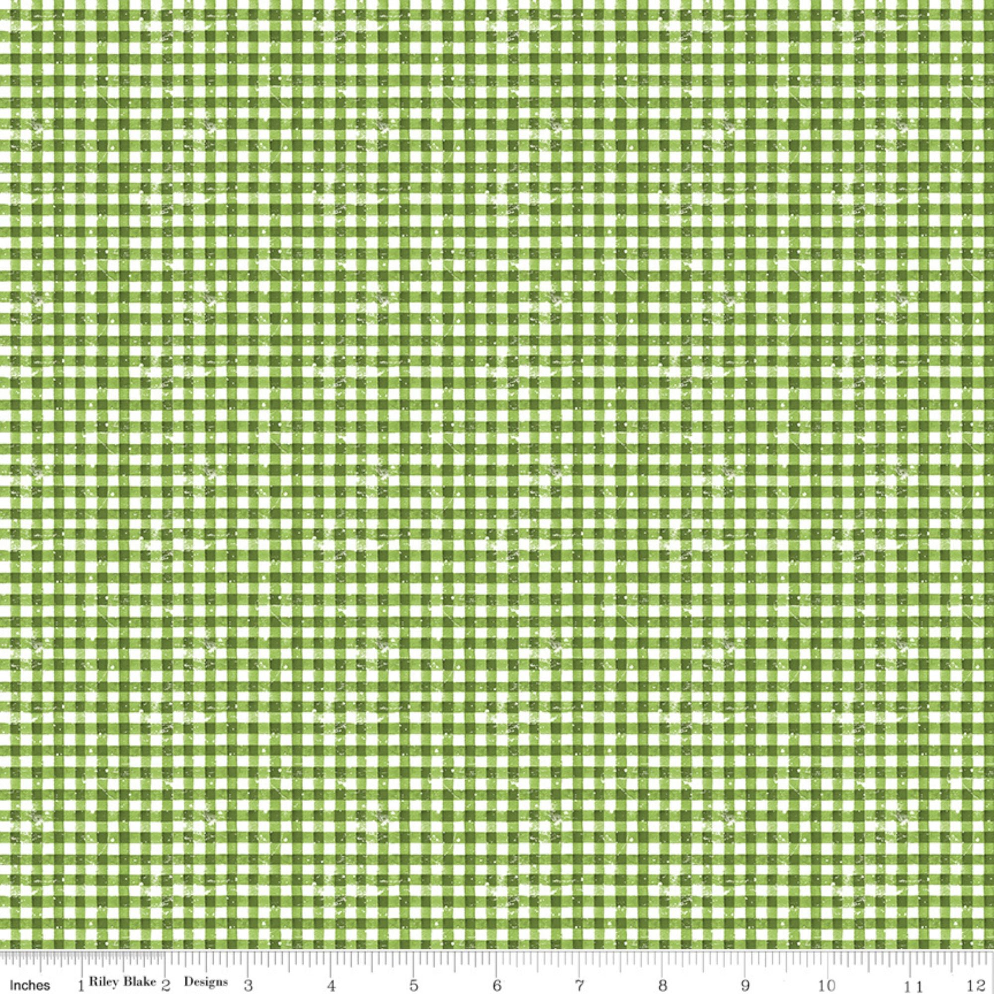 PRESALE Gingerbread Sugary Gingham Green Yardage by J. Wecker Frisch for Riley Blake Designs | C17856-GREEN