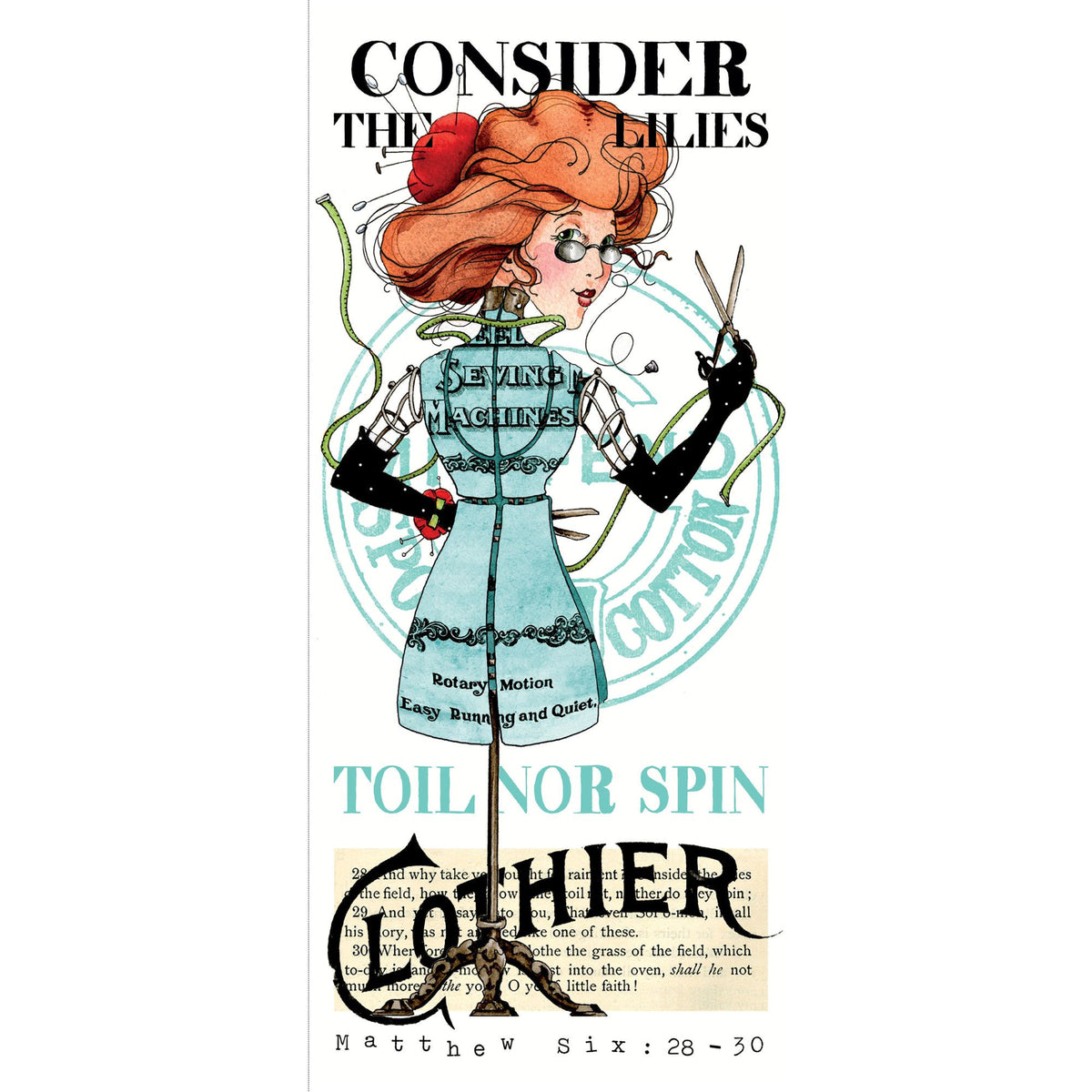 PRESALE She Who Sews–The Maker Seamstress Wall Panel by J. Wecker Frisch for Riley Blake Designs | Panel size 24" x 54" | PD18520-PANEL