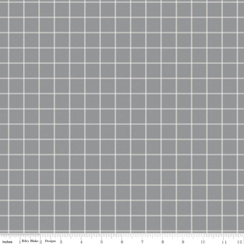 Midnight Meadow Grid Gray Yardage by My Mind's Eye for Riley Blake Designs | C15326-GRAY