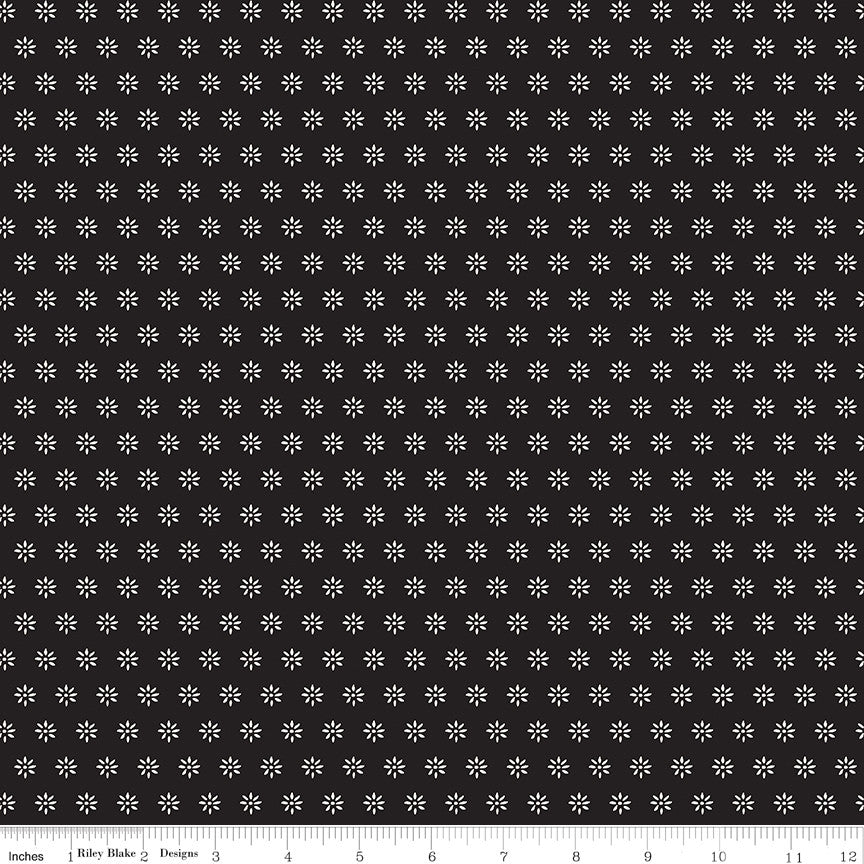 PRESALE Moonlit Trellis Daisies Black Yardage by My Mind's Eye for Riley Blake Designs | C18216-BLACK