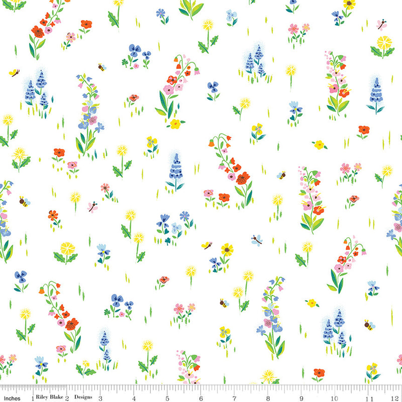 100 Aker Woods Picnic Meadow White Yardage by Jill Howarth for Riley Blake Designs | C15172-WHITE