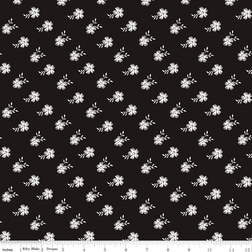 PRESALE Moonlit Trellis Blossoms Black Yardage by My Mind's Eye for Riley Blake Designs | C18211-BLACK