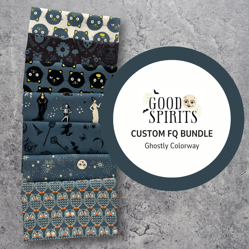 Good Spirits Custom Fat Quarter Bundle by Ruby Star Society Custom Curated Fat Quarter Bundle in Ghostly Blue Colorway | 7 FQs