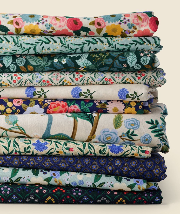 Rifle Paper Vintage Garden Cream Metallic Vintage Blossom Canvas Yardage by Cotton and Steel Fabrics |RP1001 CR5CM