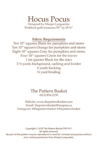 Hocus Pocus Quilt Pattern by Pattern Basket Layer Cake Friendly Quilt Pattern | TPB 1911