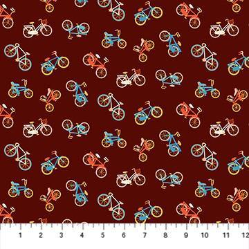 Simple Pleasures Brown Bicycle Yardage | SKU #90312-36 - Stitches n Giggles