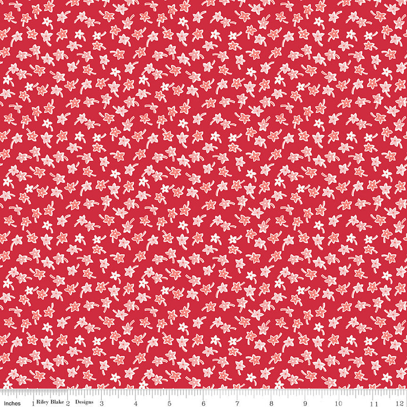 Flea Market Red Star Flowers Yardage (C10222 RED)