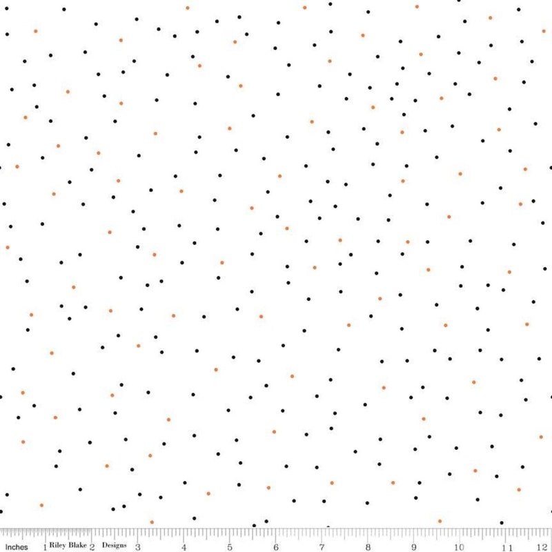 Pin Dot Halloween Black & Orange Scatter Dot Fabric by Lori Holt of Bee in my Bonnet for Riley Blake | SKU #C705-HALLOWEEN