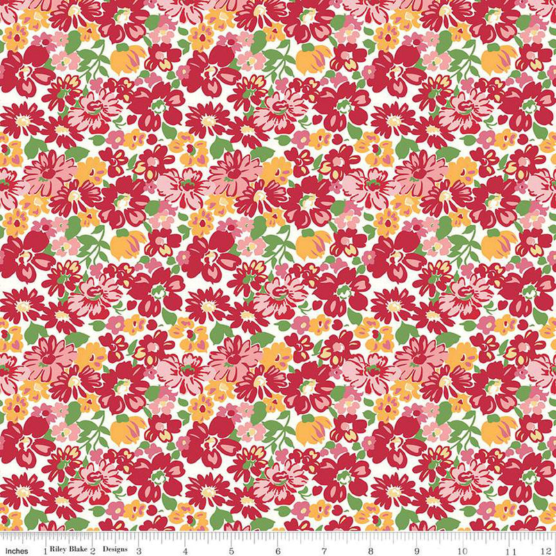 Bee Vintage Red Mildred Yardage by Lori Holt of Bee in my Bonnet for Riley Blake Designs |C13070-RED
