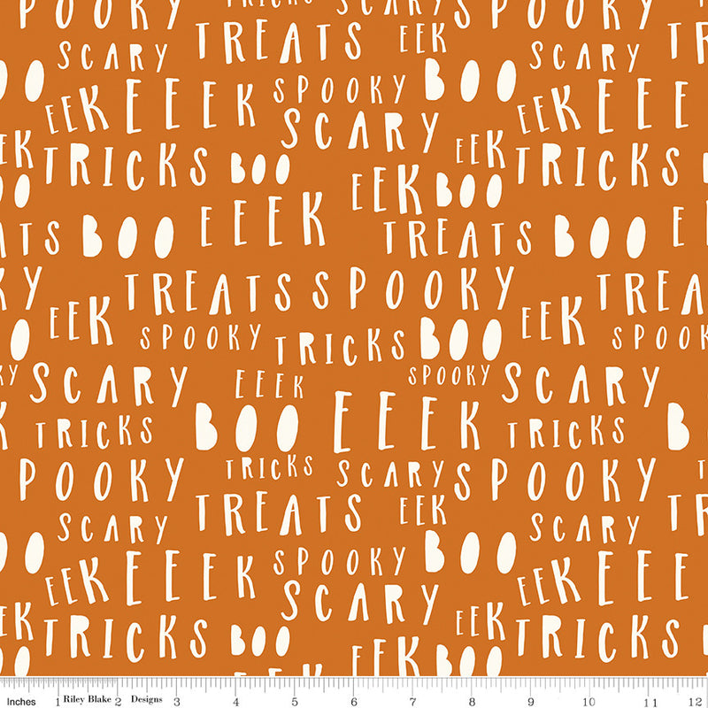 Sale! Bad to the Bone Orange Words Yardage by My Mind's Eye For Riley Blake Designs | SKU #C11924-ORANGE