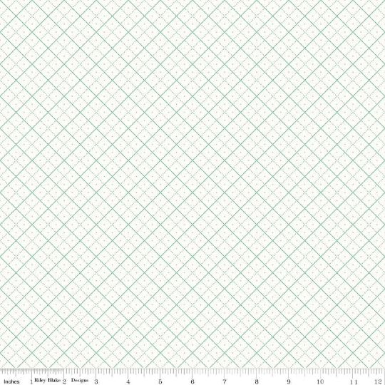 Bee Backgrounds Teal Grid Yardage (C6383 TEAL)