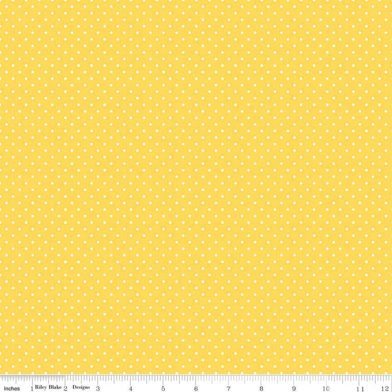 White Swiss Dots on Yellow by Riley Blake Designs (C670 50)Cut Options Available