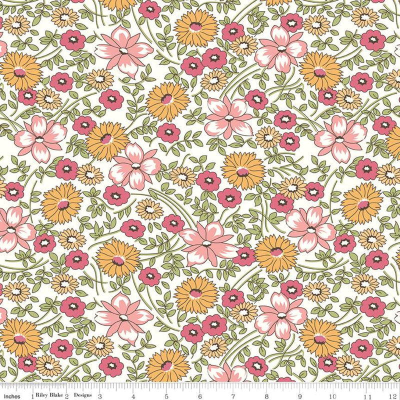 Prairie Pink Flower Wideback Yardage by Lori Holt for Riley Blake Designs | #WB12324-PINK