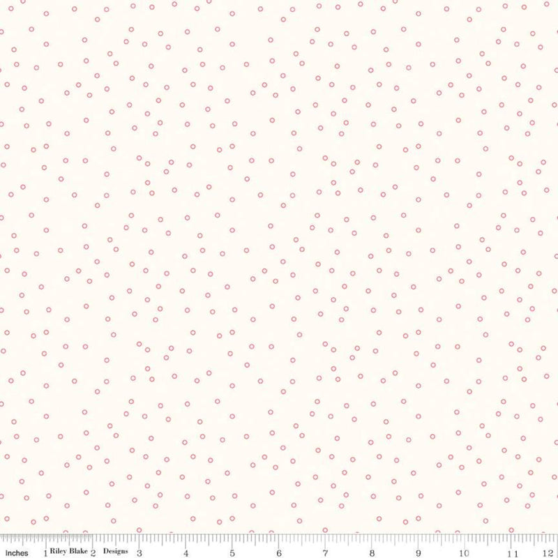 Bee Backgrounds Tiny Circle Coral by Lori Holt of Bee in My Bonnet for Riley Blake Designs | C6384 CORAL