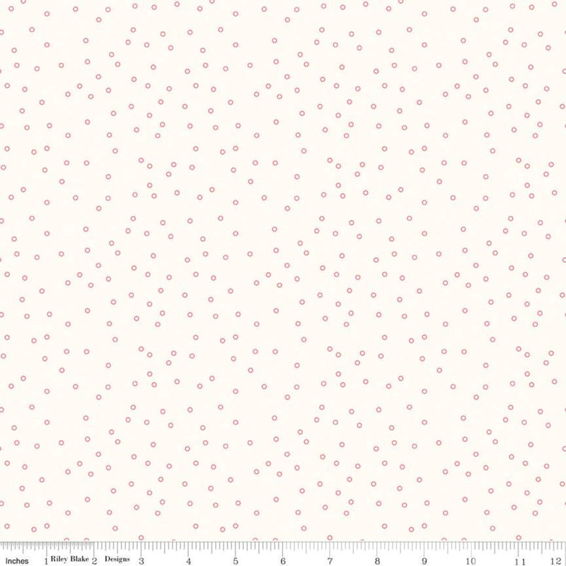 Lori Holt's Bee Backgrounds Coral Tiny Circles Yardage by Riley Blake Designs | C6384 CORAL