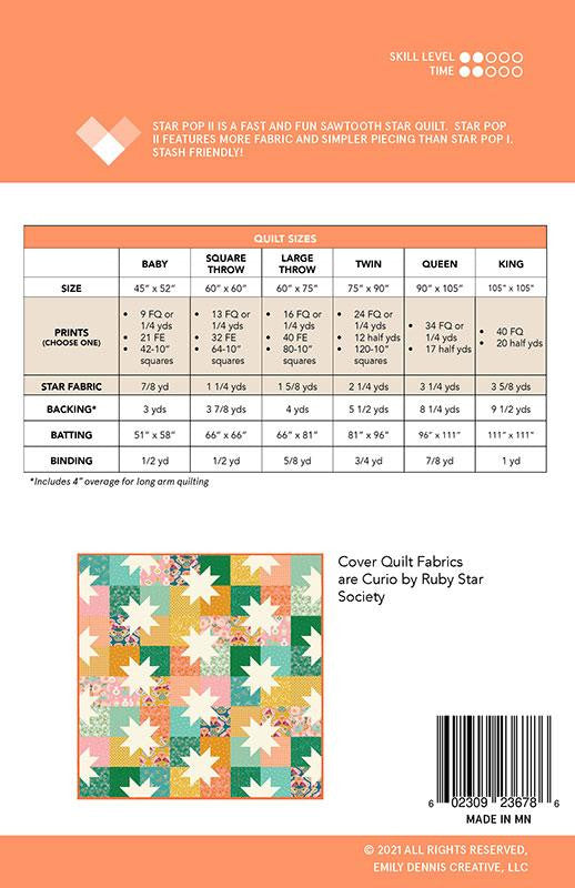 Star Pop II Quilt Pattern by Emily Dennis of Quilty Love | QL 146 | FQ Friendly!