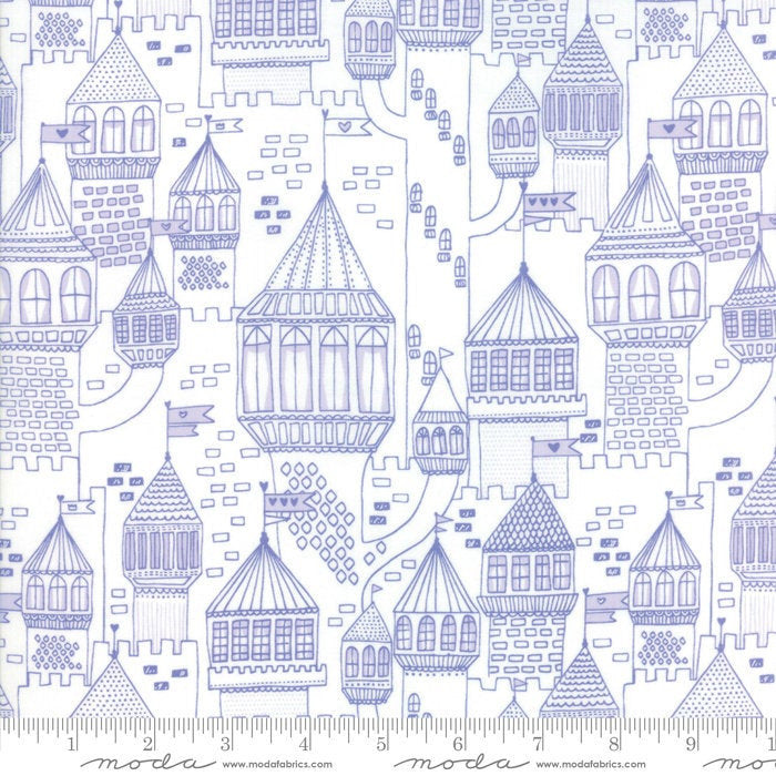 Once Upon a Time White Periwinkle Castle on a Hill Yardage by Stacy Iest Hsu for(20595 21)