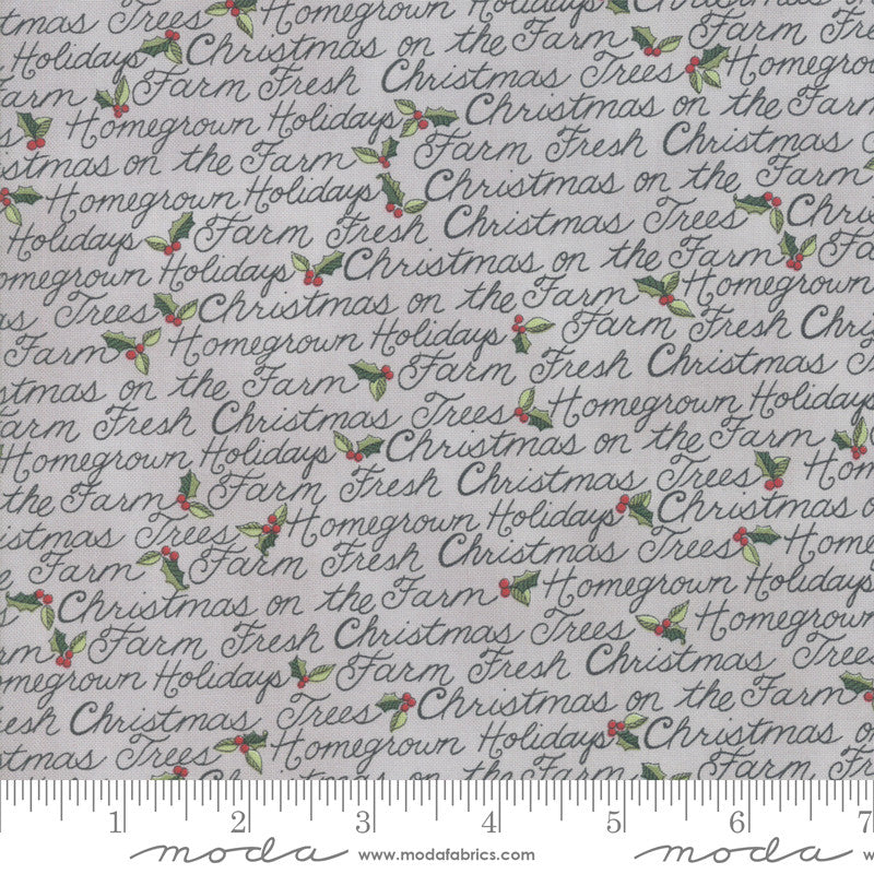 Homegrown Holidays Silo Grey Holiday Handwriting Yardage (19943 12)