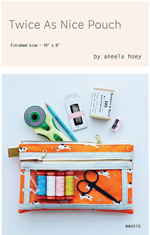 Twice as Nice Pouch Pattern by Aneela Hoey | Double Zipper Pouch